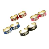 Brass Cuff Finger Ring, Adjustable & with eye pattern & for woman & enamel 