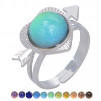 кольцо с эмалью настроения , цинковый сплав, с Акрил, Другое покрытие, Регулируемый & Женский & настроение эмаль, разноцветный продается PC