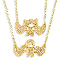 Cubic Zircon Micro Pave Brass Necklace, micro pave cubic zirconia & for woman, golden cm 