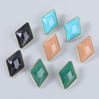 Resin Zinc Alloy Earring, with Resin, Rhombus, fashion jewelry & for woman 