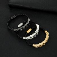 Leather Bracelet, with Titanium Steel, plated, braided bracelet & Unisex Approx 8.27 Inch 