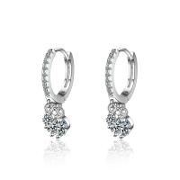 Cubic Zirconia Micro Pave Brass Earring, micro pave cubic zirconia & for woman, silver color, 24mm,15mm,5mm,4mm,3mm 
