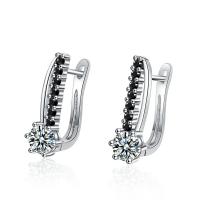 Brass Lever Back Earring, micro pave cubic zirconia & for woman, silver color, 21mm 