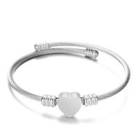 Stainless Steel Cuff Bangle, Heart, plated, Adjustable & for woman 
