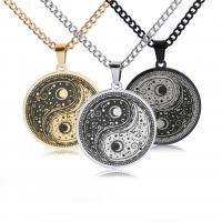 Stainless Steel Necklace, plated, ying yang & for man .62 Inch 