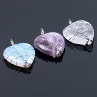 Gemstone Brass Pendants, with Gemstone, Heart, platinum color plated  & for woman .72 Inch 