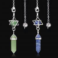 Zinc Alloy Pendulum, with Gemstone, platinum color plated nickel, lead & cadmium free .28 Inch 