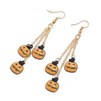 Enamel Zinc Alloy Drop Earring, Pumpkin, plated, Halloween Jewelry Gift & for woman, mixed colors 