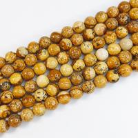 Landschafts-Jaspis Perlen, Bild Jaspis, rund, DIY & verschiedene Größen vorhanden, gemischte Farben, Länge:38 cm, verkauft von Strang