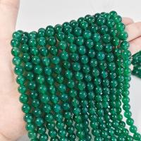 Natürliche grüne Achat Perlen, Grüner Achat, rund, DIY & verschiedene Größen vorhanden, grün, Länge:38 cm, verkauft von Strang