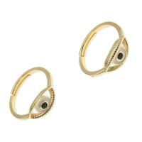 Brass Finger Ring, Eye, Adjustable & for woman & enamel, golden 