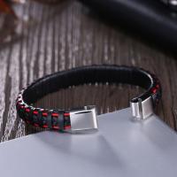 Leather Bracelet, with Titanium Steel, plated, braided bracelet & for man 