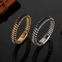 Leather Bracelet, with Titanium Steel, plated, braided bracelet & for man 12mm Approx 210 mm 