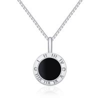 Brass Cubic Zirconia Necklace, with Epoxy Sticker & Cubic Zirconia, Round, plated, box chain & for woman 