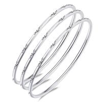 Brass Bangle, Babys Breath, silver color plated, three pieces & for woman, silver color, 7.5mm 