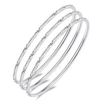 Brass Bangle, Babys Breath, silver color plated, three pieces & for woman & frosted, silver color, 7.6mm 
