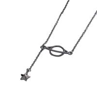 Brass Jewelry Necklace, Star, plated, for woman, black, 20mm ,6mm cm 