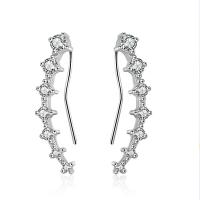 Cubic Zirconia Micro Pave Brass Earring, micro pave cubic zirconia & for woman, silver color, 33mm 