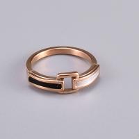 Titanium Steel Finger Ring, with Shell, rose gold color plated, for woman, US Ring 