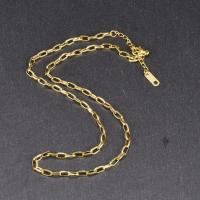 Titanium Steel Chain Necklace, with 2.8 Inch extender chain, 18K gold plated, oval chain & for woman Approx 18.11 Inch 