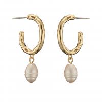 Freshwater Pearl Brass Earring, with Freshwater Pearl, gold color plated, fashion jewelry & for woman, 33mm 