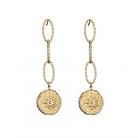 Stainless Steel Drop Earring, gold color plated, fashion jewelry & for woman & with rhinestone 