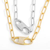 Cubic Zircon Micro Pave Brass Necklace, plated, micro pave cubic zirconia & for woman cm 