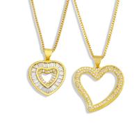 Cubic Zircon Micro Pave Brass Necklace, Heart, micro pave cubic zirconia & for woman, golden cm 