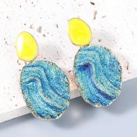 Resin Drop Earring, Zinc Alloy, with Resin, fashion jewelry & for woman, blue 