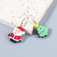 Christmas Earrings, Zinc Alloy, with Resin, fashion jewelry & for woman 