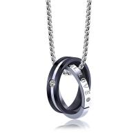 Titanium Steel Necklace, with 3mm extender chain, plated, box chain & for man & with rhinestone, silver color Approx 600 mm 
