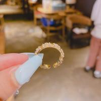 Латунь Манжеты палец кольцо, с кубический цирконий, плакирован золотом, Женский, Золотой, 1mm, продается PC