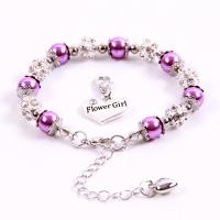 Plastic Pearl Bracelets, Stainless Steel, with Plastic Pearl & Zinc Alloy, with 5cm extender chain, silver color plated, Unisex & with cubic zirconia 17mm 