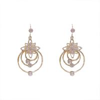 Zinc Alloy Rhinestone Drop Earring, with Rhinestone, gold color plated, for woman, golden 