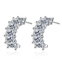 Cubic Zirconia Micro Pave Brass Earring, micro pave cubic zirconia & for woman, silver color, 20mm 