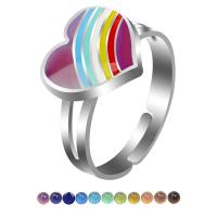 Mood Finger Ring, Zinc Alloy, Heart, plated, for woman & change their color according to the temperature, mixed colors, 17mm 