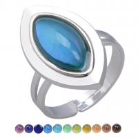 Mood Finger Ring, Zinc Alloy, with Acrylic, plated, for woman & change their color according to the temperature, mixed colors 