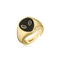Circón cúbico anillo de dedo de latón, metal, 18K chapado en oro, Ajustable & micro arcilla de zirconia cúbica & esmalte, más colores para la opción, 18mm, Vendido por UD