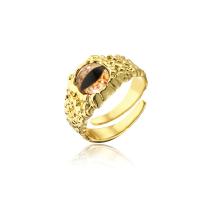 Zirkonia Messing Finger Ring, mit kubischer Zirkonia, Auge, 18K vergoldet, Einstellbar, keine, 18mm, verkauft von PC