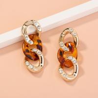 Resin Zinc Alloy Earring, with Resin, plated, for woman & with rhinestone, mixed colors 