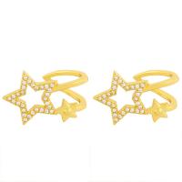Earring Cuff and Wraps, Brass, with Cubic Zirconia, Star, 18K gold plated, fashion jewelry & micro pave cubic zirconia & for woman, golden 