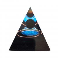 Resin Pyramid Decoration, with Obsidian & Tiger Tail Wire, epoxy gel, other effects 