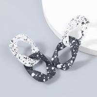 Resin Drop Earring, with Zinc Alloy, plated, fashion jewelry & for woman, white and black 