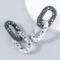 Resin Zinc Alloy Earring, with Zinc Alloy, plated, fashion jewelry & for woman, white and black 