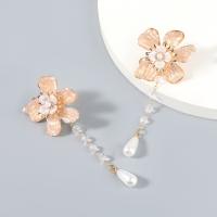 Zinc Alloy Earring Jacket, with ABS Plastic Pearl & Resin, Flower, plated, fashion jewelry & for woman 