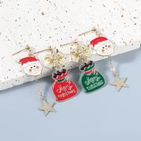 Boucles d'oreilles de Noël, alliage de zinc, avec strass acrylique, Conception de Noël & bijoux de mode & pour femme & émail, plus de couleurs à choisir, Vendu par paire