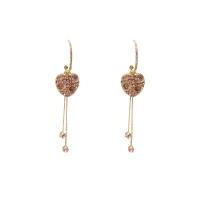 Cubic Zircon (CZ) Dangle Earring, Zinc Alloy, with Cubic Zirconia, 925 thailand sterling silver earring hook, Heart, gold color plated, for woman 