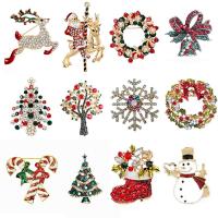 Christmas Jewelry Brooch , Zinc Alloy, plated, Christmas Design & for woman & with rhinestone, 30-60mm 