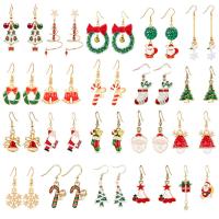 Boucles d'oreilles de Noël, alliage de zinc, Placage, Bijoux de Noël & styles différents pour le choix & pour femme, Vendu par paire