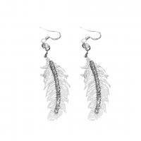 Zinc Alloy Rhinestone Drop Earring, Leaf, plated, for woman & with rhinestone & hollow 